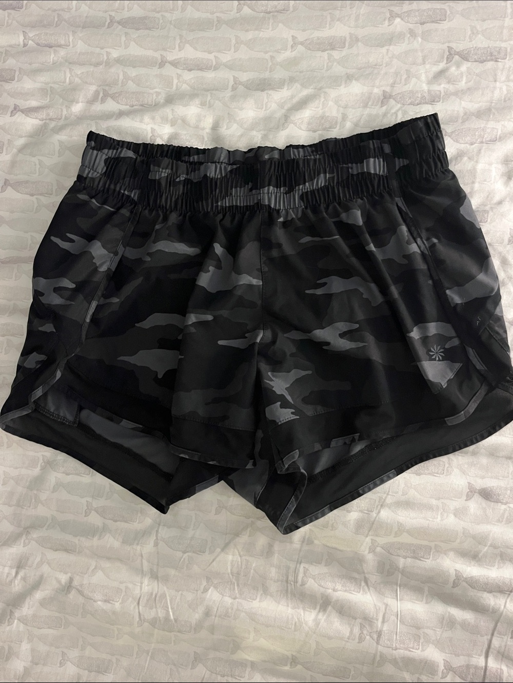 Athleta Black & Gray Camo Athletic Shorts
